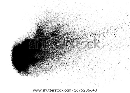 Black grainy texture isolated on white background. Dust overlay. Dark noise granules. Digitally generated image. Vector design elements. Illustration, Eps 10. Royalty-Free Stock Photo #1675236643