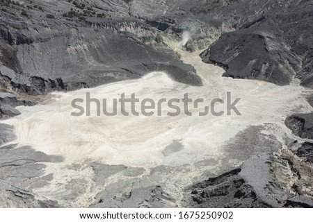Tangkuban Perahu mountain atmosphere in Lembang, West Java. This mountain is an active volcano and the top of the crater is a tourist destination
