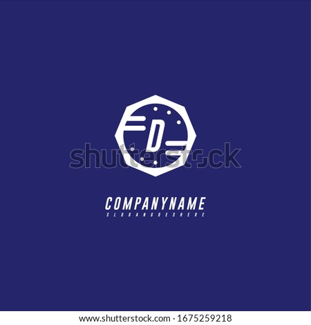 simple modern badge D logo letter in blue background creative design concept.