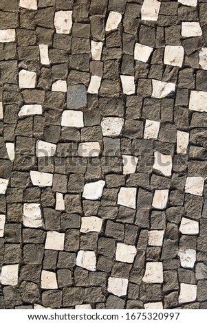 Closeup of the stone brick pathway texture