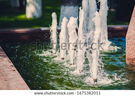 Several jets of a fountain on a summer day