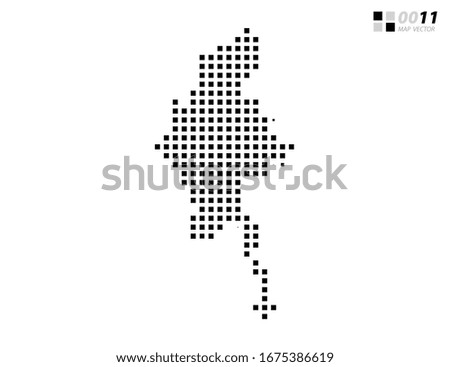 Vector abstract pixel black of Myanmar map. Organized in layers for easy editing.