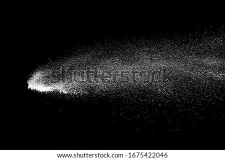 Set of dust powder splash clouds isolated on black background. sand explosion. Royalty-Free Stock Photo #1675422046