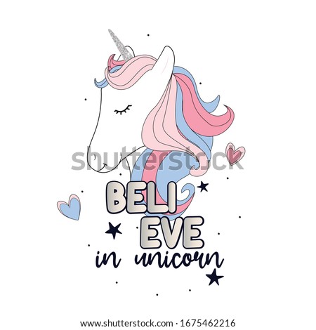 unicorn glitter star love text tee illustration art vector