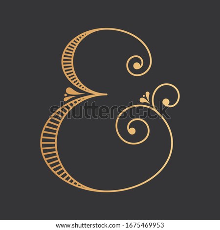 Ampersand symbol. Gold design, vector illustration EPS 10