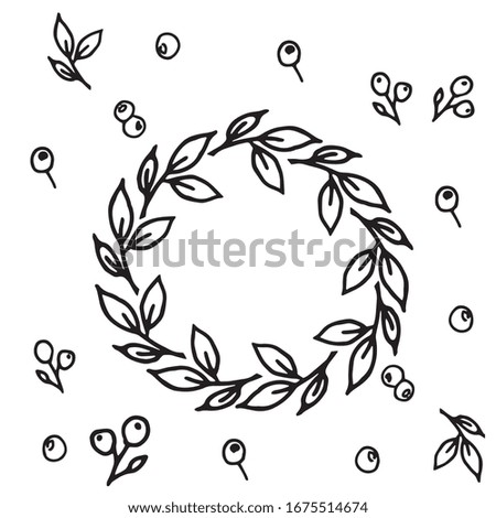 Christmas berries holly wreath branches leaves vector