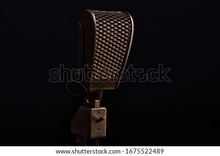 Dirty Vintage Jazz Microphone on Black Background