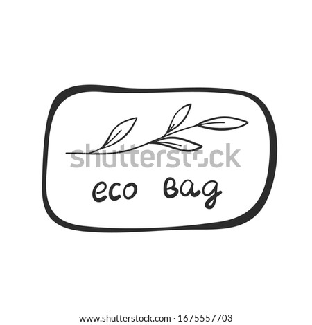 Eco label with the image of a twig. Icon for natural products packaging, clothing and food pack. Eco sign, ecological tag stamp, logo shape label design for recyclable goods.