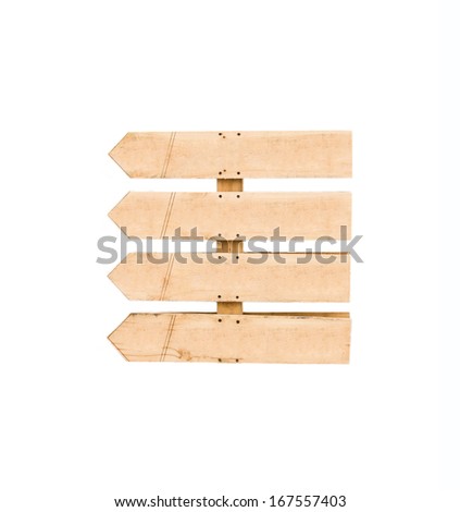 collection of various empty wooden sign on white background. each one is shot separately 