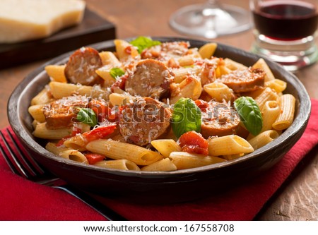 Pasta with Sausage Royalty-Free Stock Photo #167558708