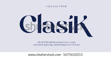 Elegant awesome alphabet letters font and number. unique serif font. Classic Lettering Minimal Fashion Designs. Typography fonts regular uppercase and lowercase. vector illustration Royalty-Free Stock Photo #1675610215