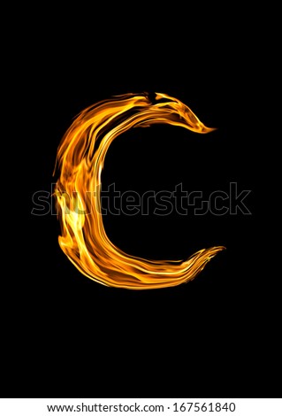 Fire alphabet. letter C 
