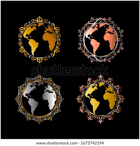 World illustration vintage emblem logo design