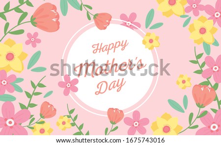 happy mothers day, flowers decoration ornate label vector illustration