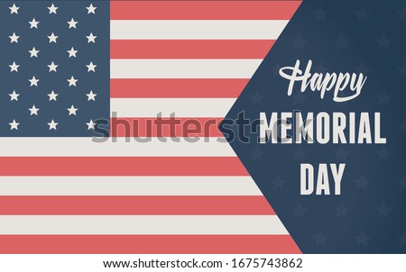 happy memorial day, flag honor american celebration vector illustration