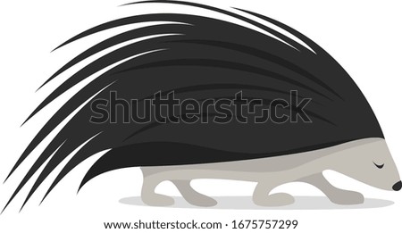 Black hedgehog, illustration, vector on white background.