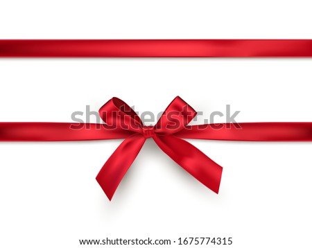 Red bow and ribbon. Vector realistic design element Royalty-Free Stock Photo #1675774315