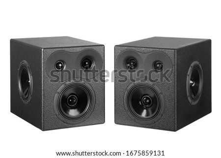 Acoustic system - column on an isolated white background studio shot
