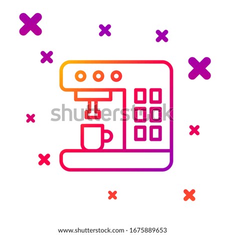 Color line Coffee machine icon isolated on white background. Gradient random dynamic shapes. Vector Illustration