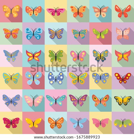 Butterfly icons set. Flat set of butterfly vector icons for web design