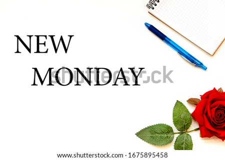 pictured in the photo Cup of coffe and open notebook on white background
