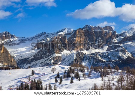 Ski slopes on the high mountain