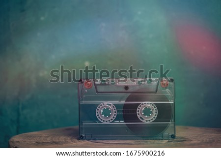 Beautiful Audio cassette tape. Minimalism retro style concept. 80s. Background pattern for design.