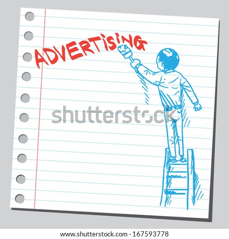 Businessman painting word ADVERTISING