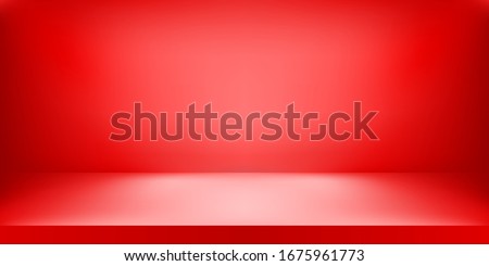 Empty red color studio. Room background, product display with copy space for display of content design. Vector illustration