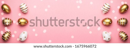Easter basket eggs isolated on pink. For greeting card, promotion, poster, flyer, web-banner, article.