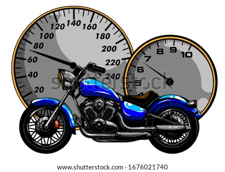 vector illustration Flaming Bike Chopper Ride Front View