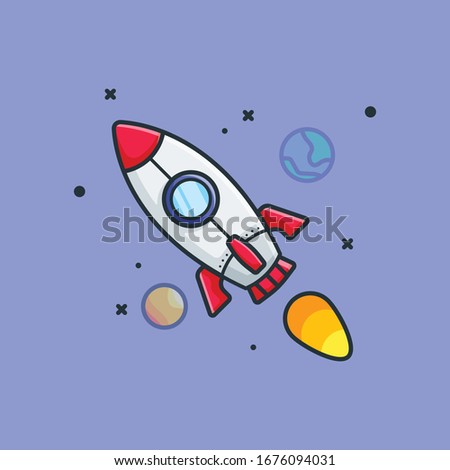 Rocket Vector Icon Flat Design Illustrations