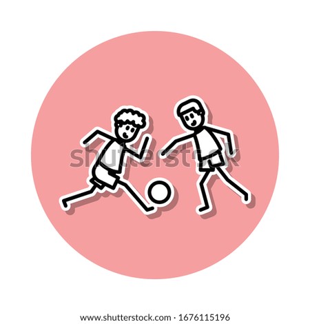 soccer players with ball sticker icon. Simple thin line, outline vector of Soccer in action icons for ui and ux, website or mobile application