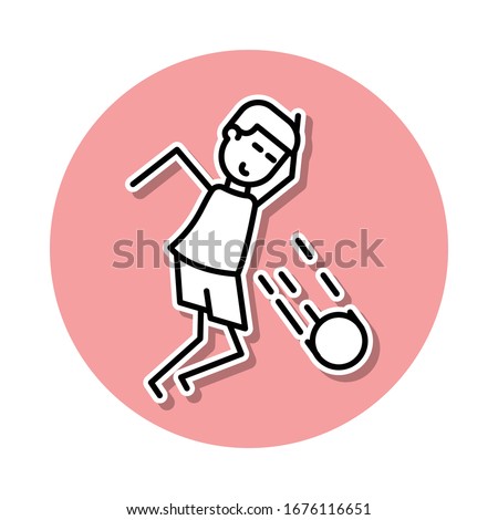 soccer players with ball sticker icon. Simple thin line, outline vector of Soccer in action icons for ui and ux, website or mobile application