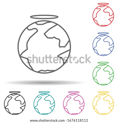 Earth and halo multi color set icon. Simple thin line, outline vector of human rights icons for ui and ux, website or mobile application
