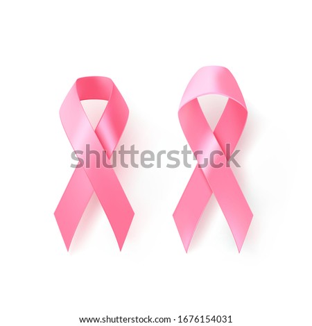 The international symbol of the fight against breast cancer, pink silk ribbon on white background, vector icon.