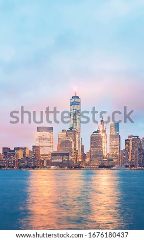 Lower Manhattan skyline and the Hudson river as seen from Jersey City