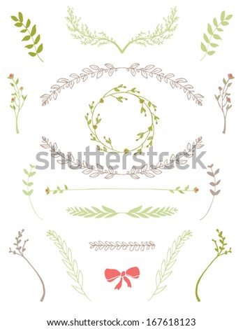 Cute Vector Laurel Branch Frames, Frame, Leaves, and Stems Collection