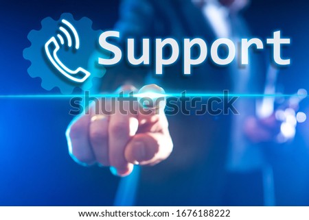 Support specialists advise clients online. Button for contacting technical support. Assistance to clients around the clock. Reference and consultation center.