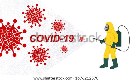 Vector illustration fight covid-19 corona virus. cure corona virus. People fight virus concept Royalty-Free Stock Photo #1676212570