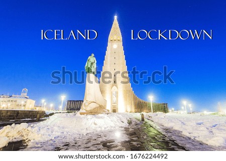 Iceland Lockdown words with Iceland photo at background indicating the Coronavirus Covid-19 Pandemic