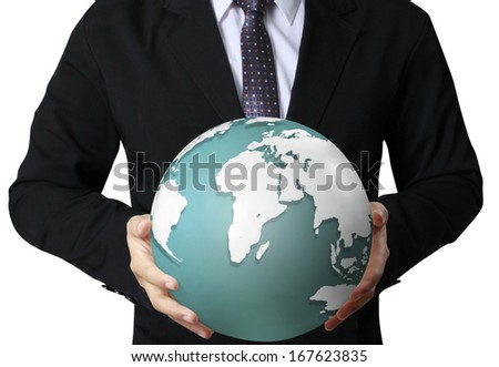holding a glowing earth globe in his hands, Elements of this image furnished by NASA