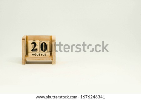 20 August Tahun Baru Islam 1442 H Wooden Calendar in White Background with Place for Text on Right Side