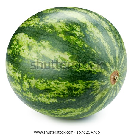Watermelon isolated on white background. Watermelon berry fruit clipping path. Watermelon macro studio photo Royalty-Free Stock Photo #1676254786