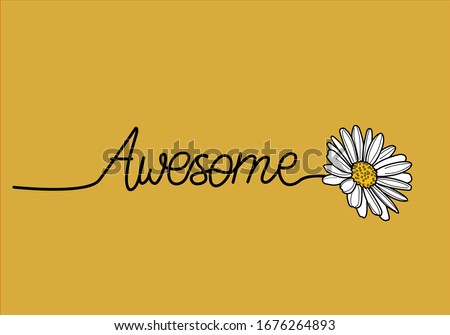 awesome daisy flower doodle vector lettering flower spring