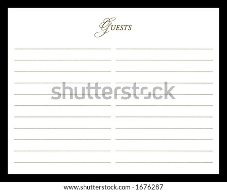 Close-up of Guest Sign-In Book Isolated on a Black Background
