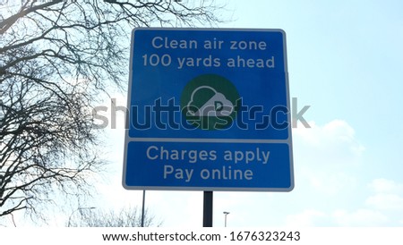 Clean Air Zone road sign Royalty-Free Stock Photo #1676323243