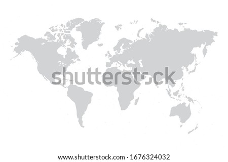 World map vector grey isolated on white background. Flat Earth,  Globe worldmap icon. Travel worldwide eps 10