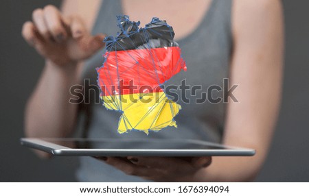3D map of Germany. Map of Germany land border with flag. Germany map on white background. 3d rendering
