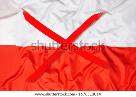 Red crossed out flag of Poland, curfew concept